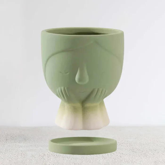 Green Ceramic Planter 09 - Image 1