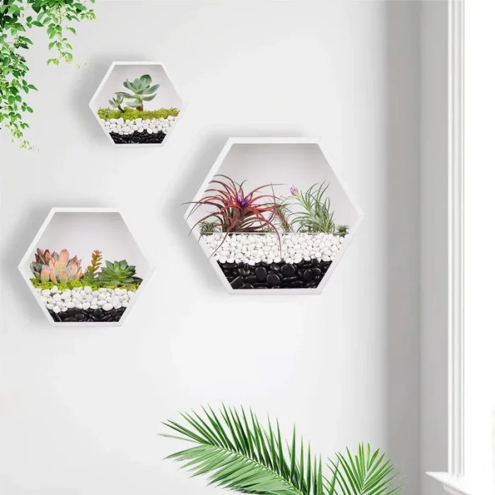 3 pc Wall Hanging Planter White - Image 3