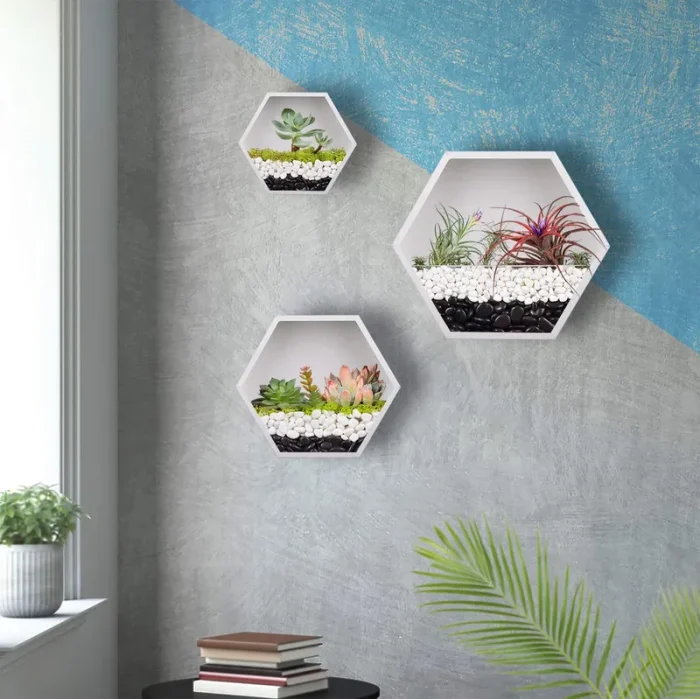 3 pc Wall Hanging Planter White - Image 6